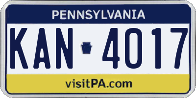 PA license plate KAN4017
