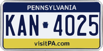 PA license plate KAN4025