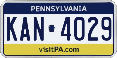 PA license plate KAN4029