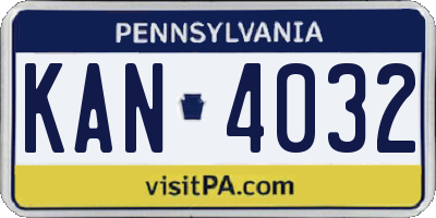 PA license plate KAN4032
