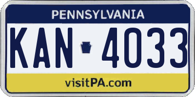 PA license plate KAN4033