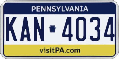 PA license plate KAN4034