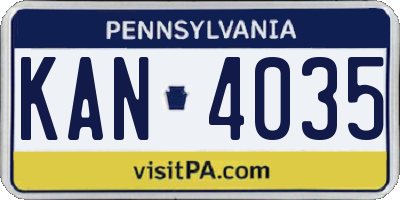 PA license plate KAN4035