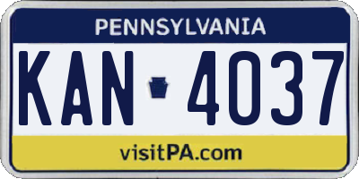 PA license plate KAN4037