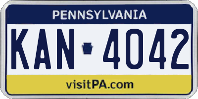PA license plate KAN4042
