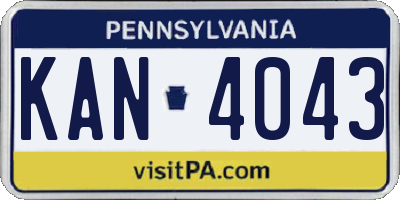 PA license plate KAN4043