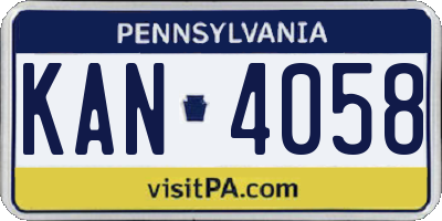 PA license plate KAN4058