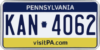 PA license plate KAN4062