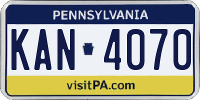 PA license plate KAN4070
