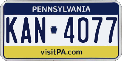 PA license plate KAN4077