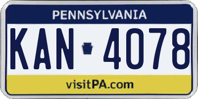 PA license plate KAN4078