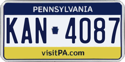 PA license plate KAN4087