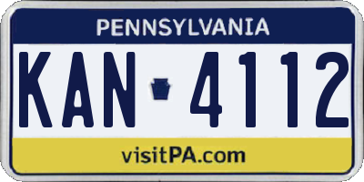 PA license plate KAN4112