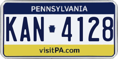 PA license plate KAN4128