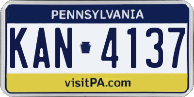 PA license plate KAN4137