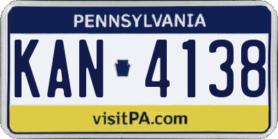 PA license plate KAN4138