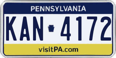 PA license plate KAN4172