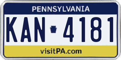 PA license plate KAN4181