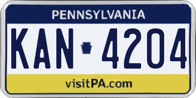 PA license plate KAN4204