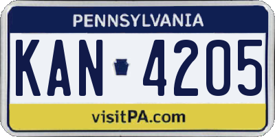 PA license plate KAN4205