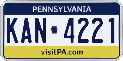 PA license plate KAN4221