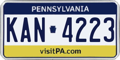 PA license plate KAN4223