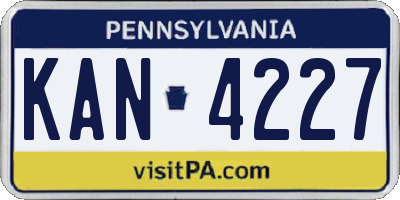 PA license plate KAN4227
