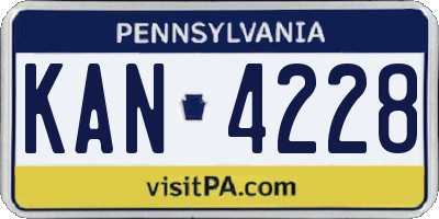 PA license plate KAN4228