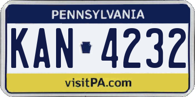 PA license plate KAN4232
