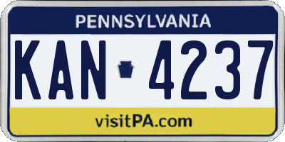 PA license plate KAN4237