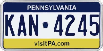 PA license plate KAN4245