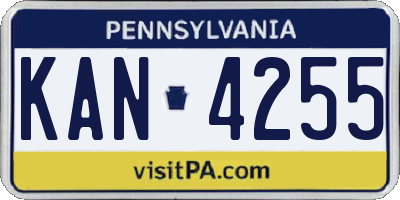 PA license plate KAN4255