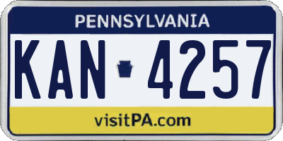 PA license plate KAN4257