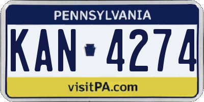 PA license plate KAN4274