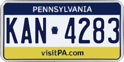 PA license plate KAN4283