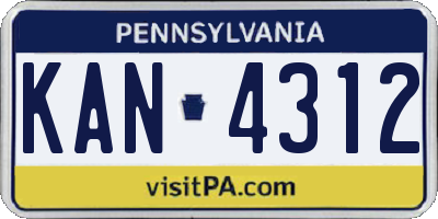 PA license plate KAN4312