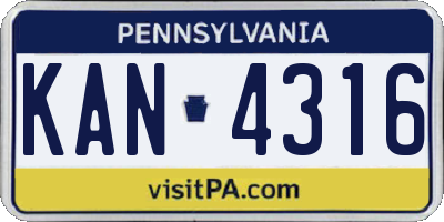 PA license plate KAN4316