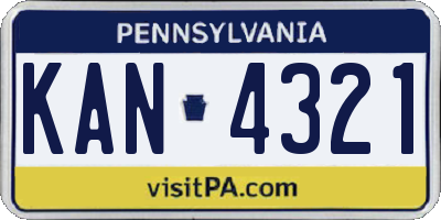 PA license plate KAN4321