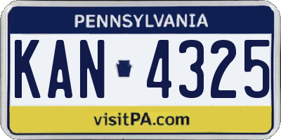 PA license plate KAN4325