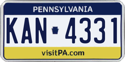 PA license plate KAN4331