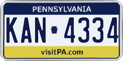 PA license plate KAN4334