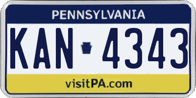 PA license plate KAN4343
