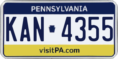PA license plate KAN4355
