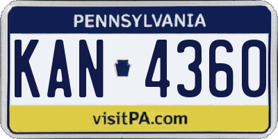 PA license plate KAN4360
