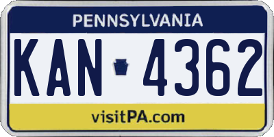 PA license plate KAN4362