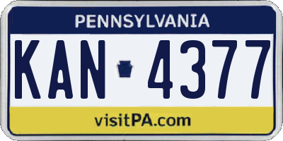 PA license plate KAN4377