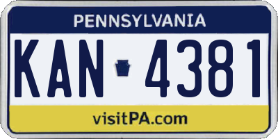 PA license plate KAN4381