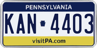 PA license plate KAN4403