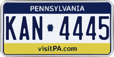 PA license plate KAN4445