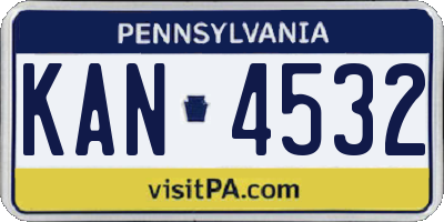 PA license plate KAN4532